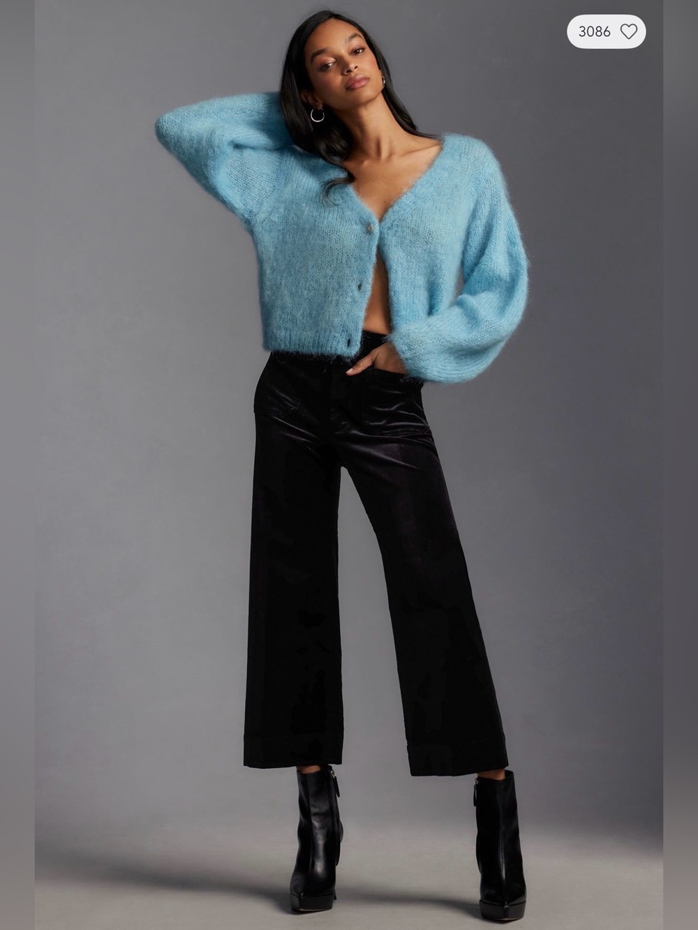 New! Maeve Anthro Colette Sz 33 Velvet High Rise Wide-Leg Cropped Women’s Pants
